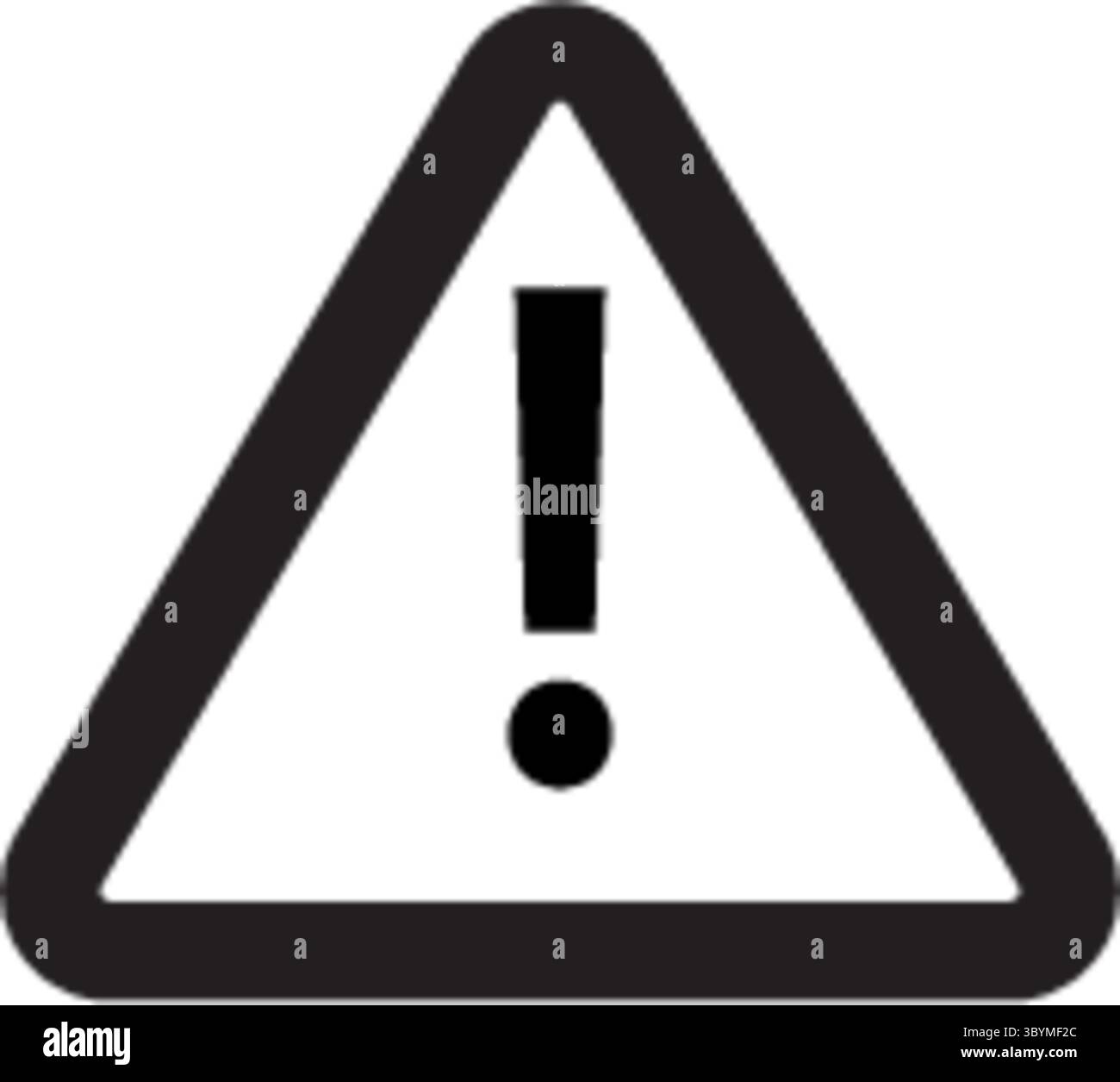 A simple, bold graphic featuring a black exclamation mark within a thick-bordered yellow equilateral triangle on a white background. Stock Vector
