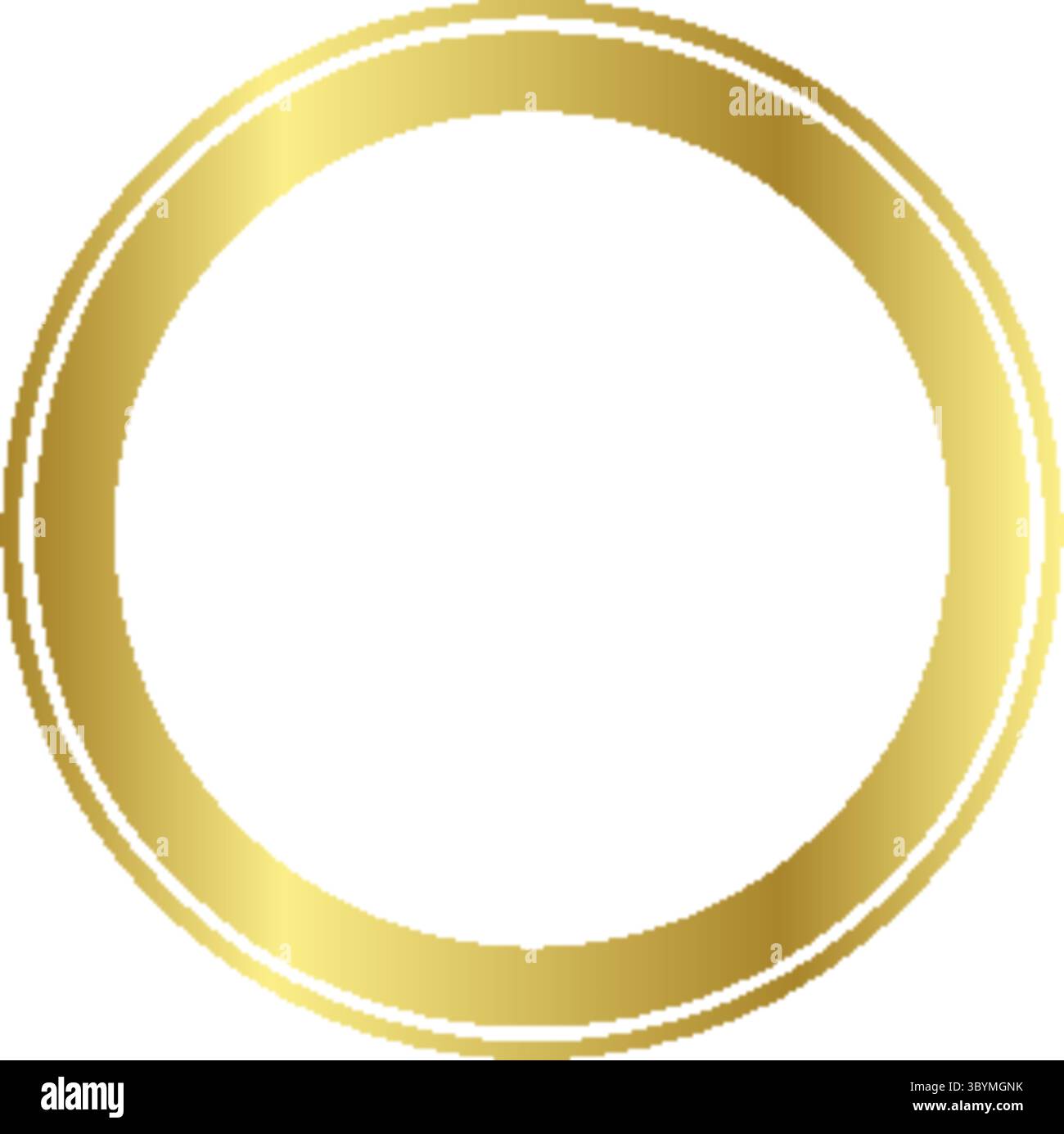 A simple yet elegant oval frame with a gradient of gold and white, isolated on a clean white background. Stock Vector