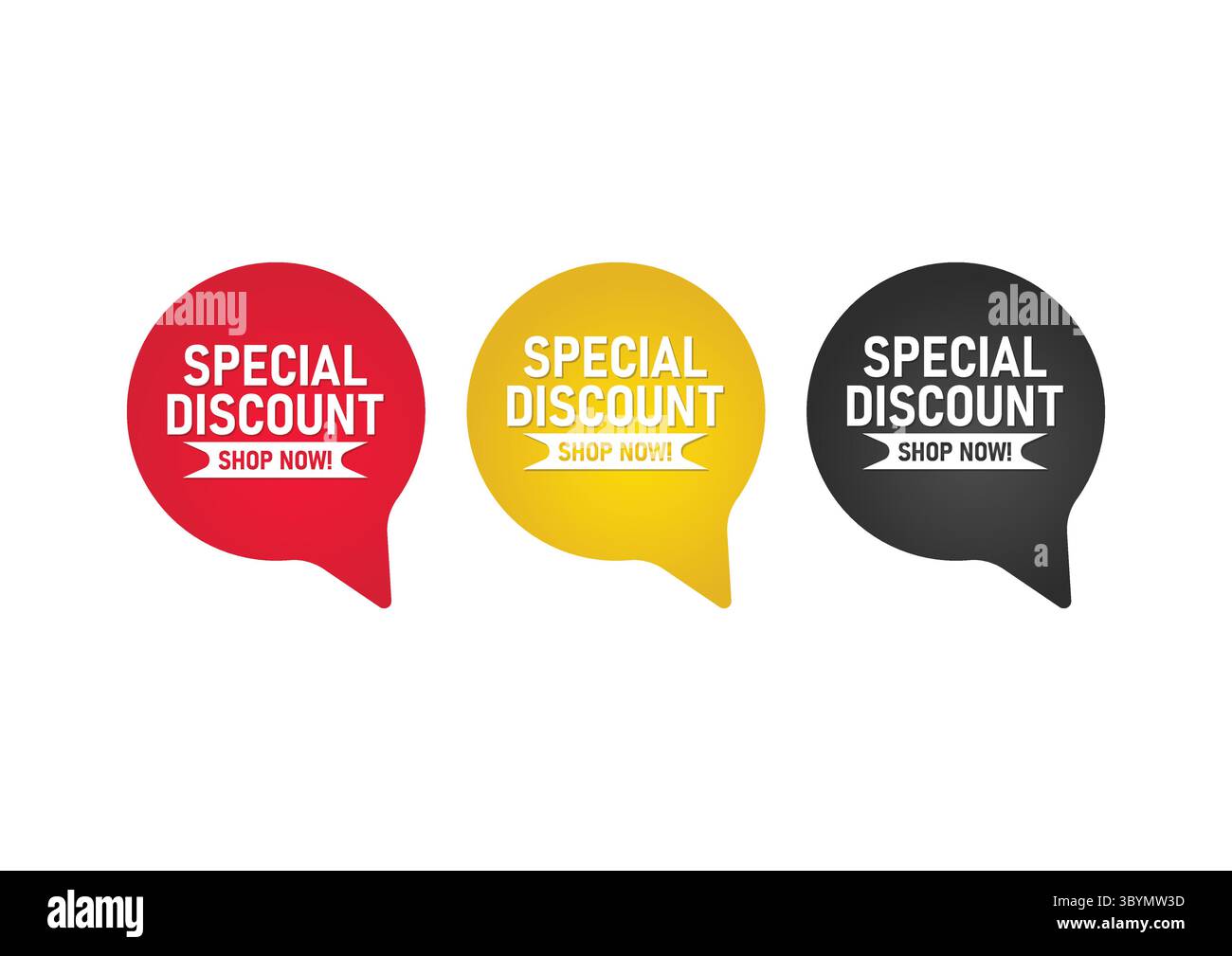 Special Discount Labels in Red, Yellow and Black Speech Bubble Design ...