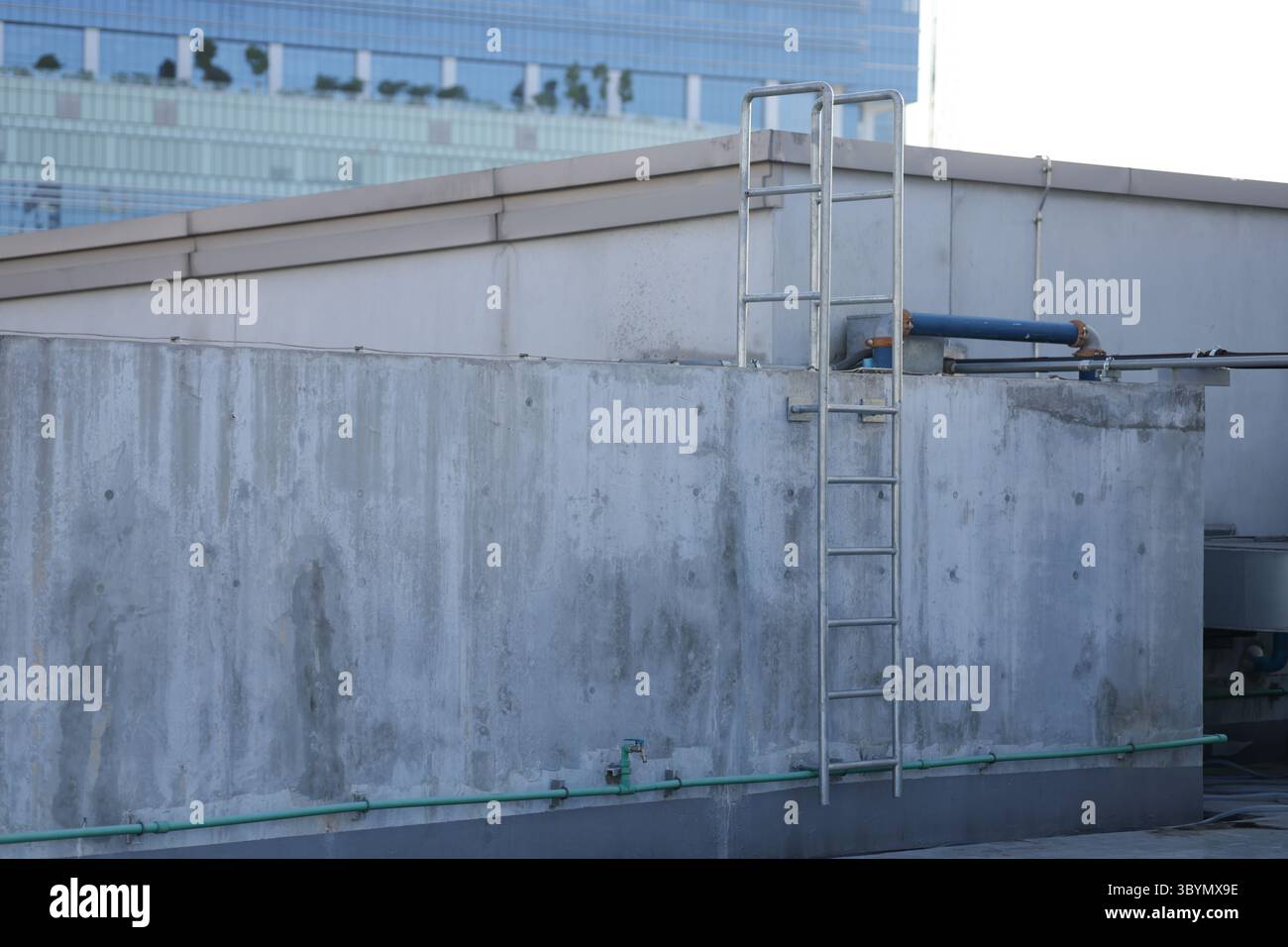 Fixed ladder for working on the roof. Fixed ladder are installed next ...