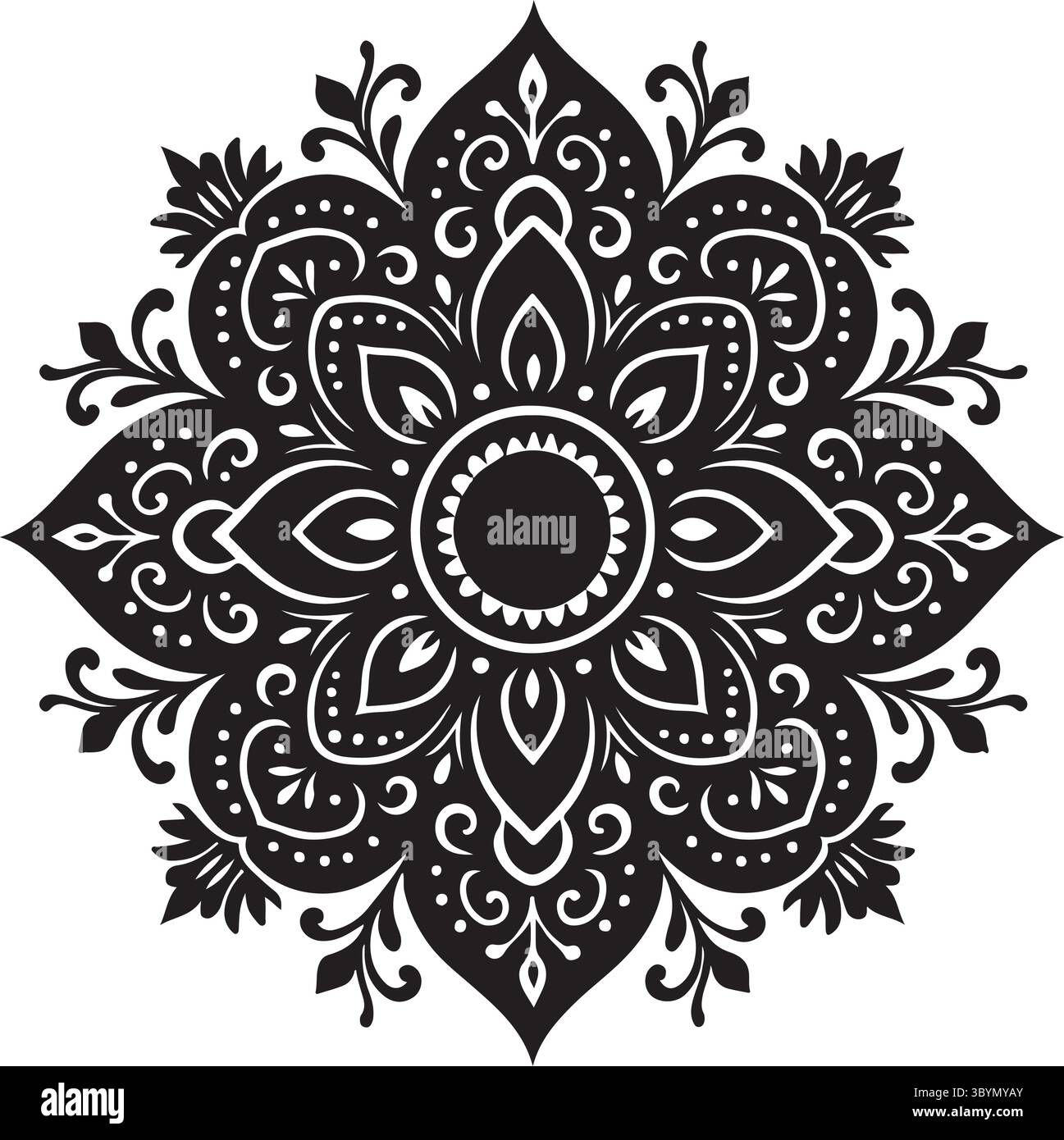 unique mandala silhouette illustration Stock Vector