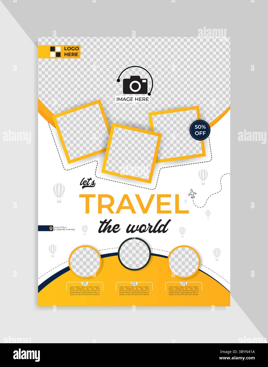 Modern travel flyer template design Stock Vector