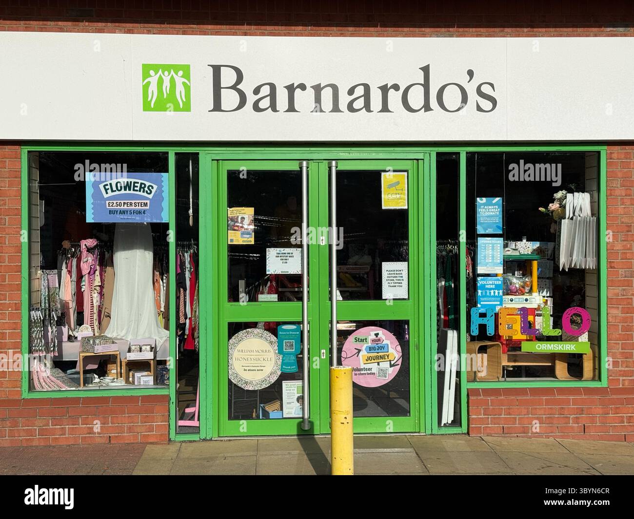 Barnardo's charity shop in Ormskirk Lancashire UK 2025 - Smartphone Captured Stock Image