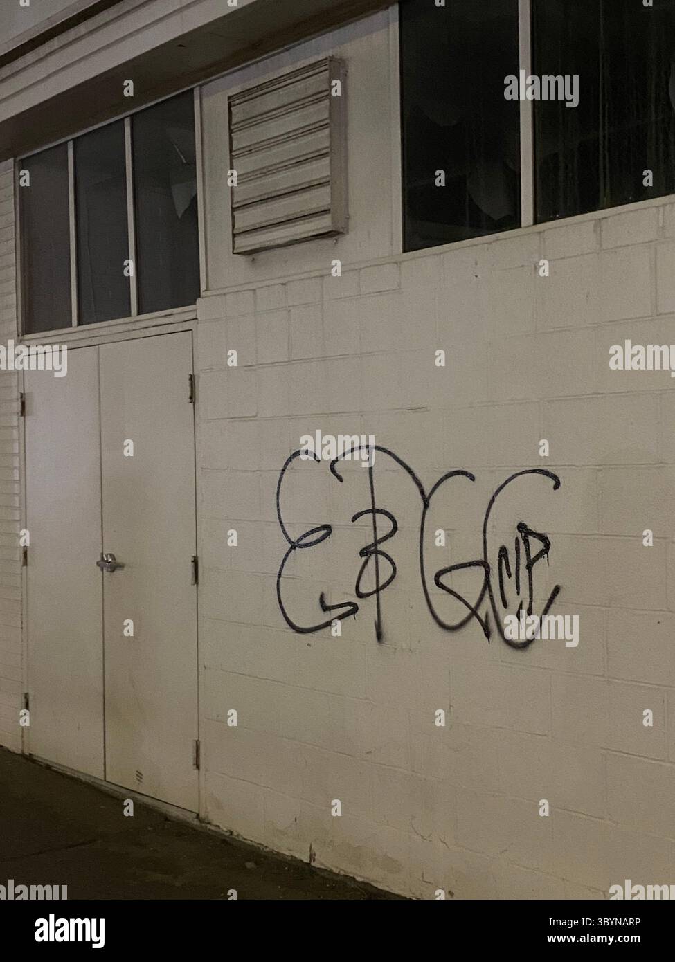 W7M ScoreGang (24000 Blocc), a collective of Blocc Crip gangs in Five Points, Detroit, including 24200, 24300, 24500, 24600, 24700 and 24800. - Smartphone Captured Stock Image