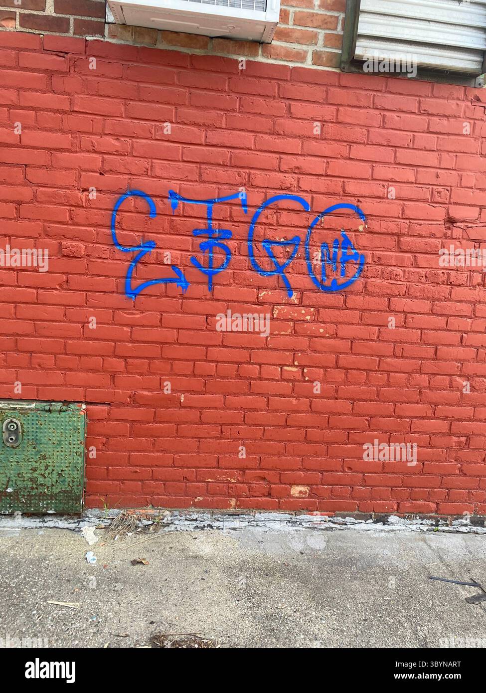 W7M ScoreGang (24000 Blocc), a collective of Blocc Crip gangs in Five Points, Detroit, including 24200, 24300, 24500, 24600, 24700 and 24800. - Smartphone Captured Stock Image
