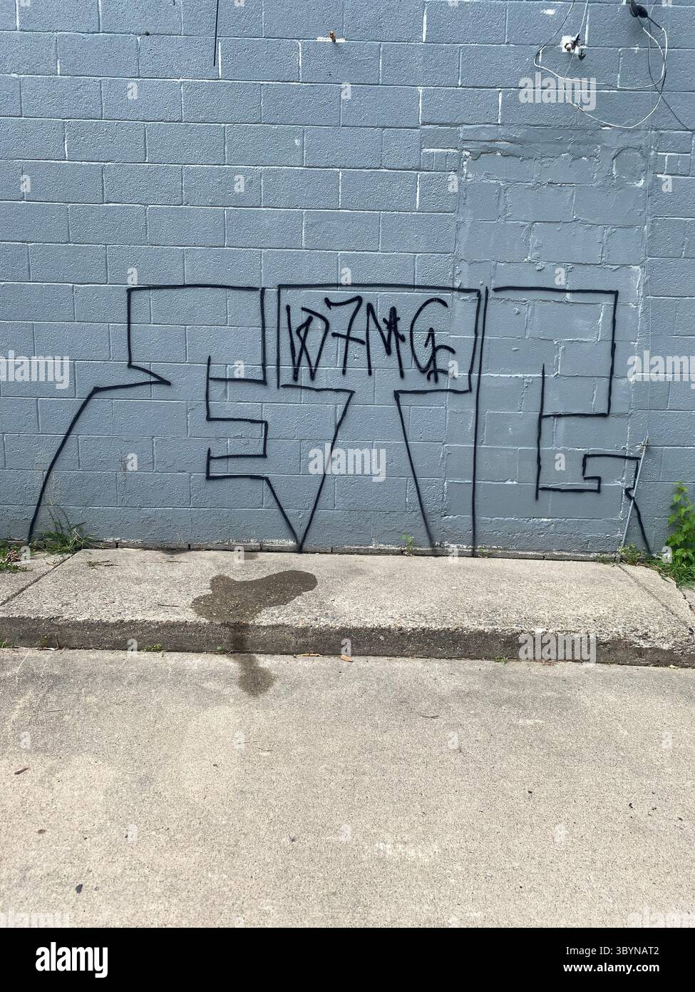 W7M ScoreGang (24000 Blocc), a collective of Blocc Crip gangs in Five Points, Detroit, including 24200, 24300, 24500, 24600, 24700 and 24800. - Smartphone Captured Stock Image