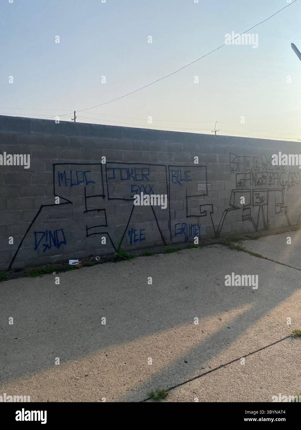 5PN is a Detroit street gang alliance of smaller Crip cliques and tag crews in 48219 (Five Points), including W7M, ScoreGang, ETGC, and more. - Smartphone Captured Stock Image