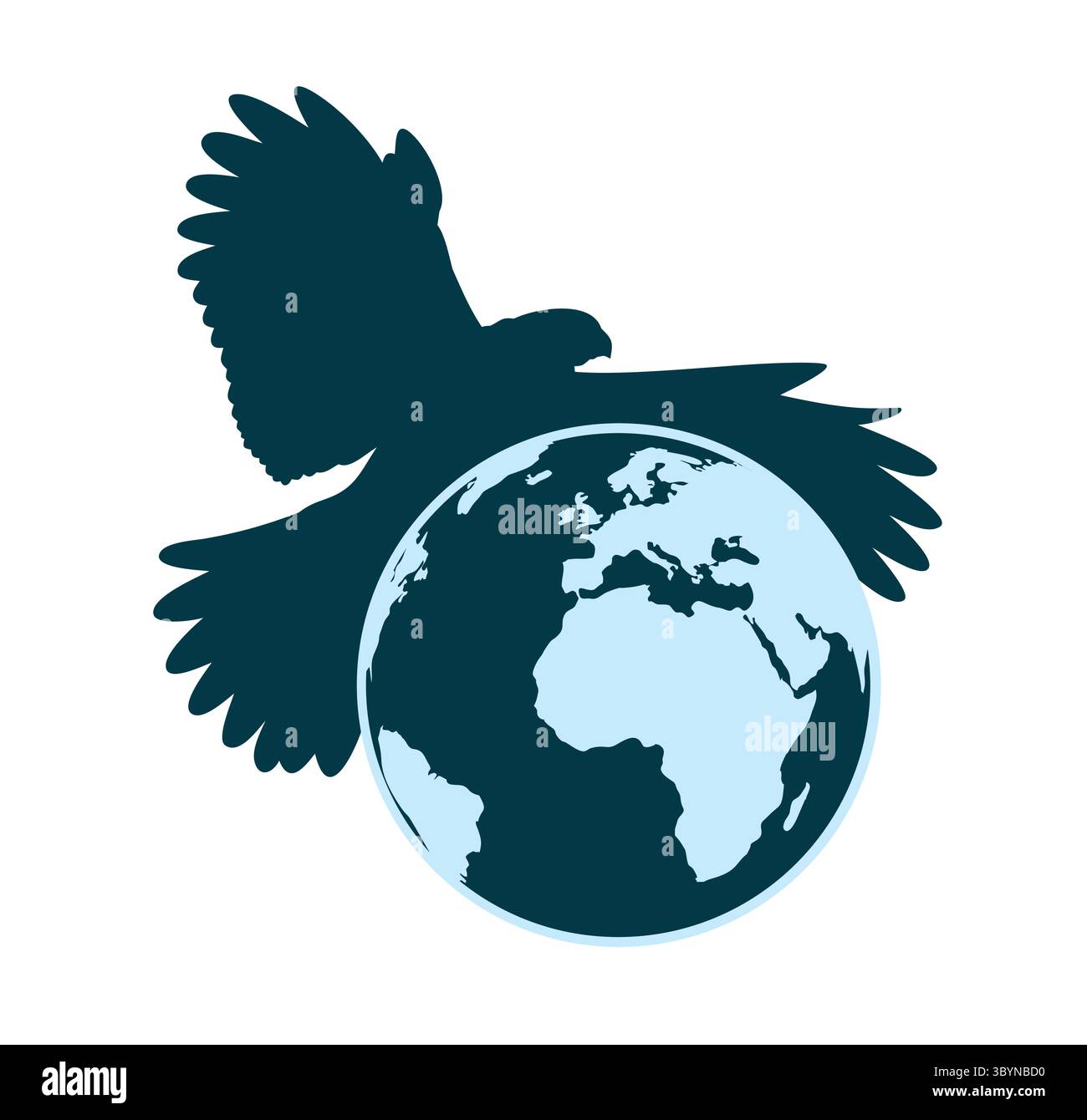 A logo with the globe and an eagle. Stock Vector