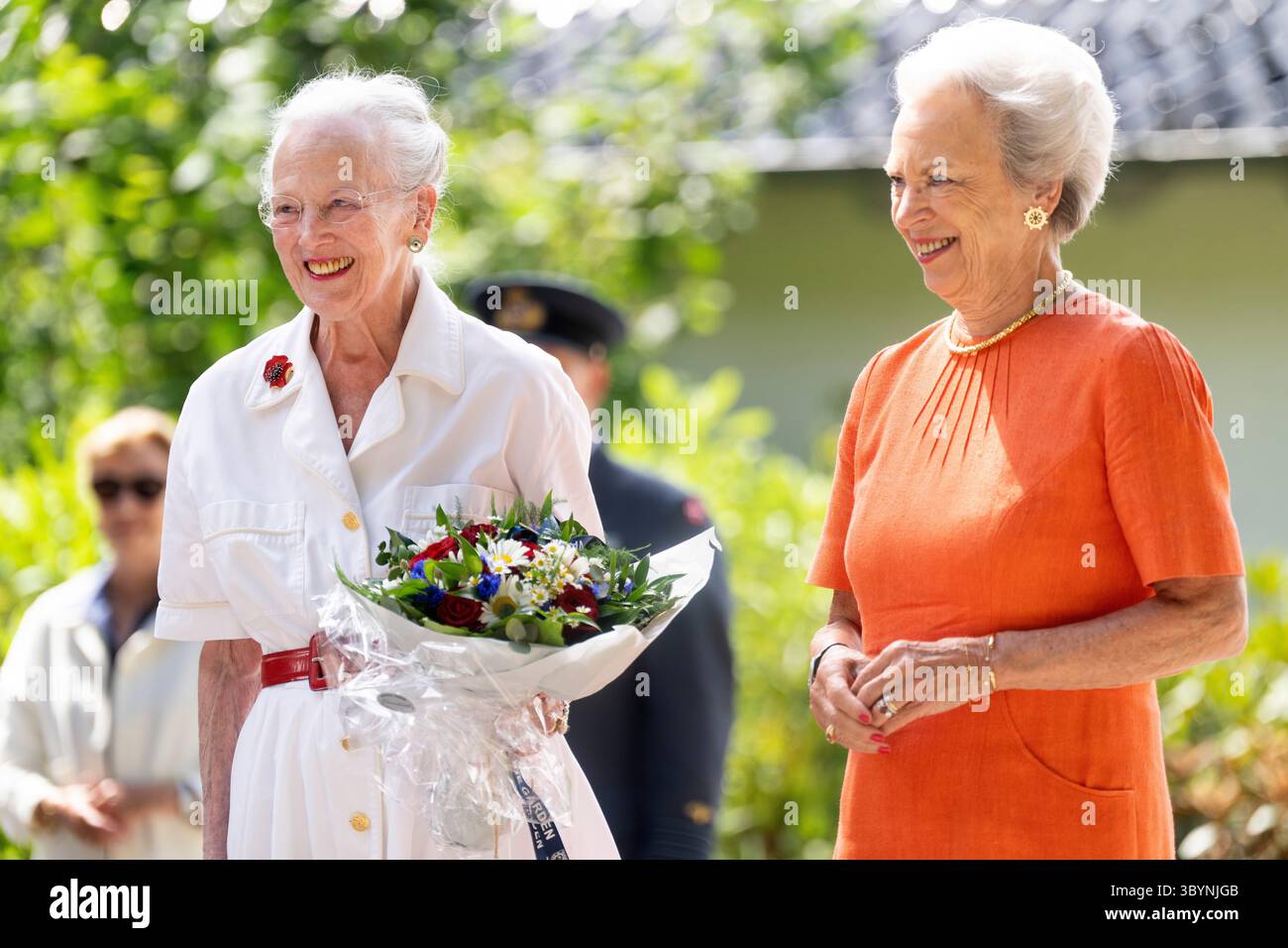 Denmark's Queen Margrethe and her sister Princess Benedikte, right