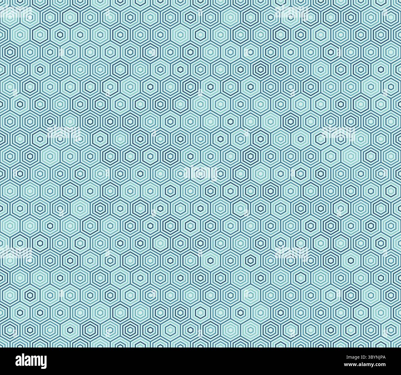 Tileable Hexagon Pattern. Simple stacked hexagons pattern. Blue color tones. Hexagon geometric shapes. Tileable pattern. Seamless vector illustration. Stock Vector