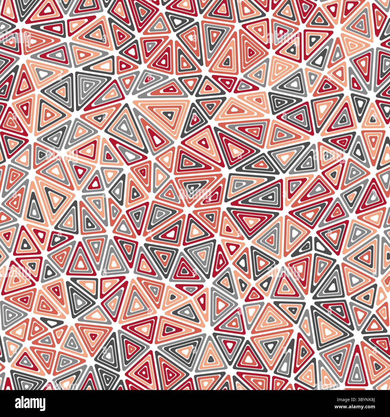 Minimal geometric background. Compact triangles size. Multiple repeated inner triangles. Multicolored style. Repeatable pattern. Stylish vector tiles. Stock Vector