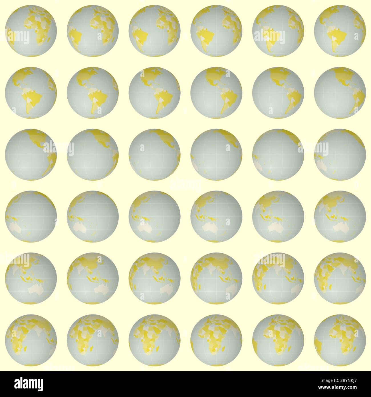 Perfect Sphere Normal Map Collection of earth globes. Normal sphere view. Rotation step 10 ...