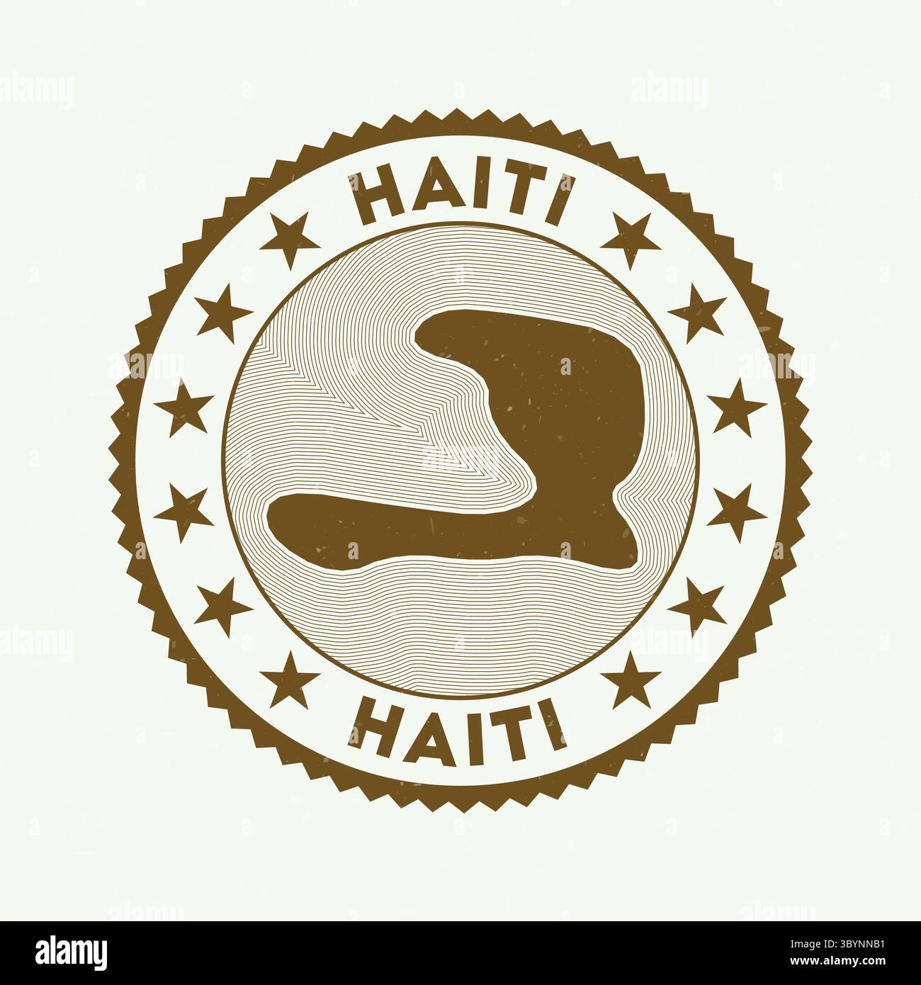 Haiti emblem. Country round stamp with the shape of Haiti, isolines, and round text. Attractive badge. Radiant vector illustration. Stock Vector