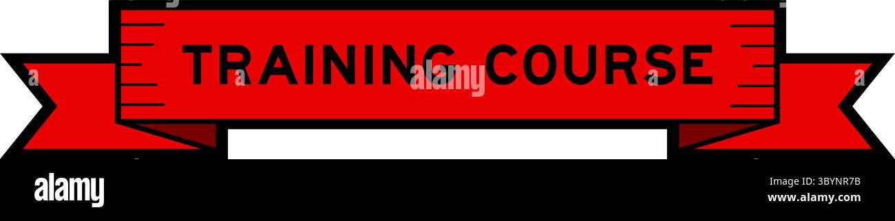 Ribbon label banner with word training course in red color on white background Stock Vector