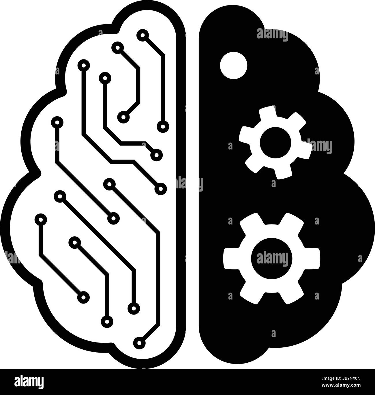 Circuit board designs resembling human brains showcase technology and industry Stock Vector