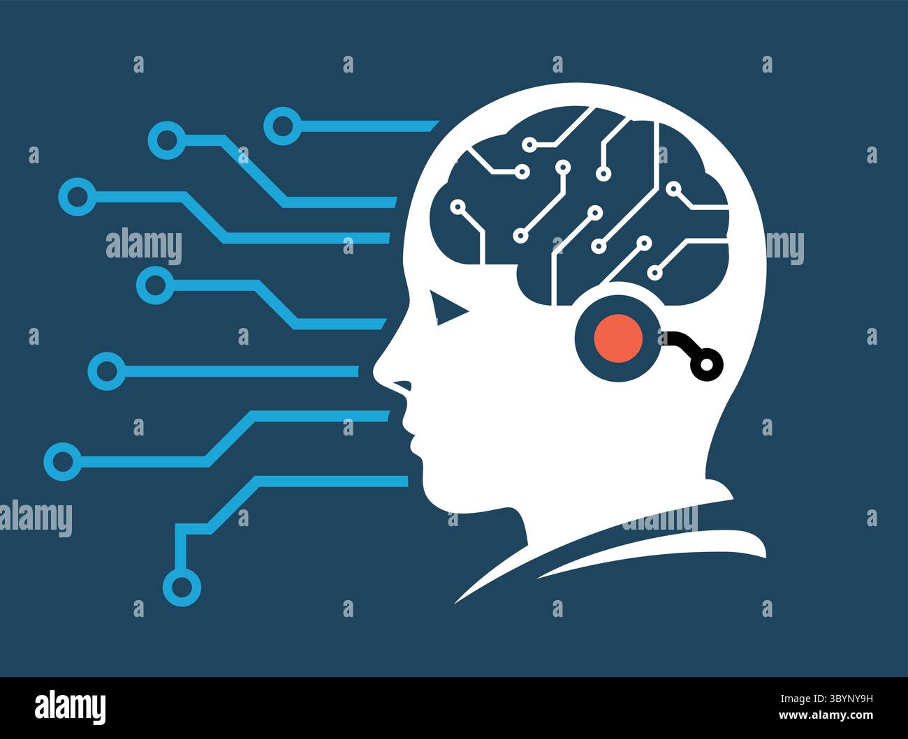 Artificial intelligence brain concept flat style Stock Vector Image ...