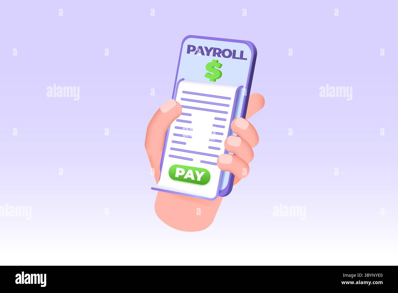 Invoice paper, payroll, salary payment 3d realistic concept. Vector ...
