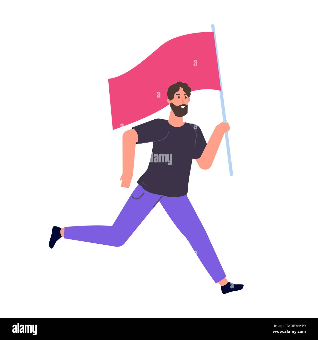 Human running with a flag. Vector illustration Stock Vector Image & Art ...