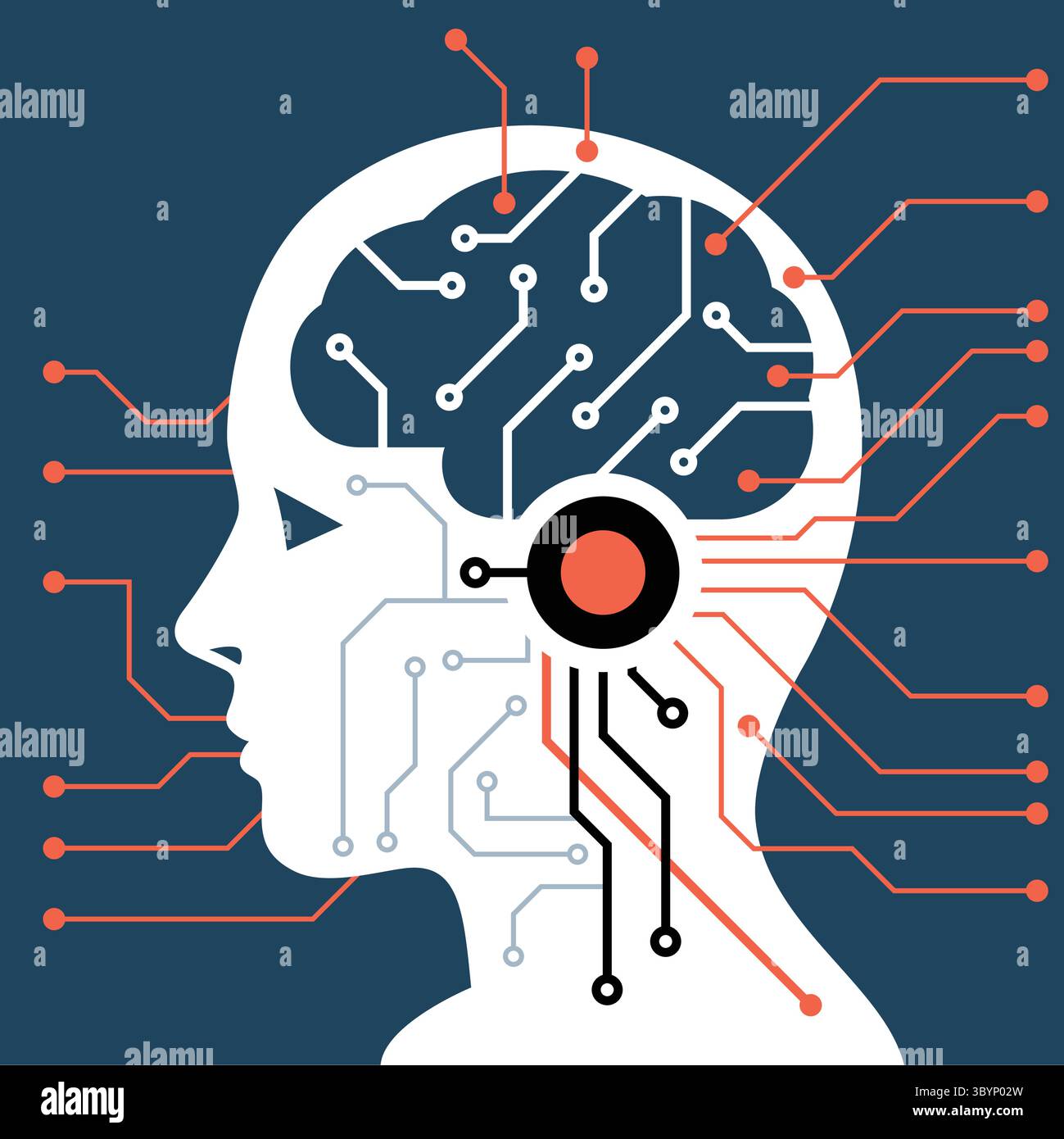 Artificial intelligence brain concept flat style Stock Vector Image ...