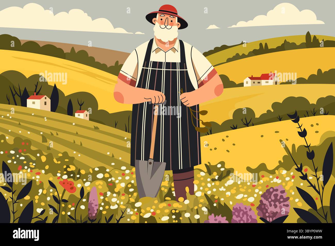 Old farmer cartoon illustration hi-res stock photography and images - Alamy
