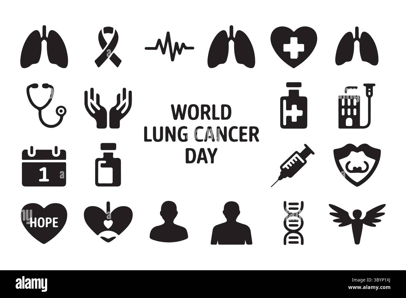 Collection of medical and healthcare icons for health awareness Stock ...