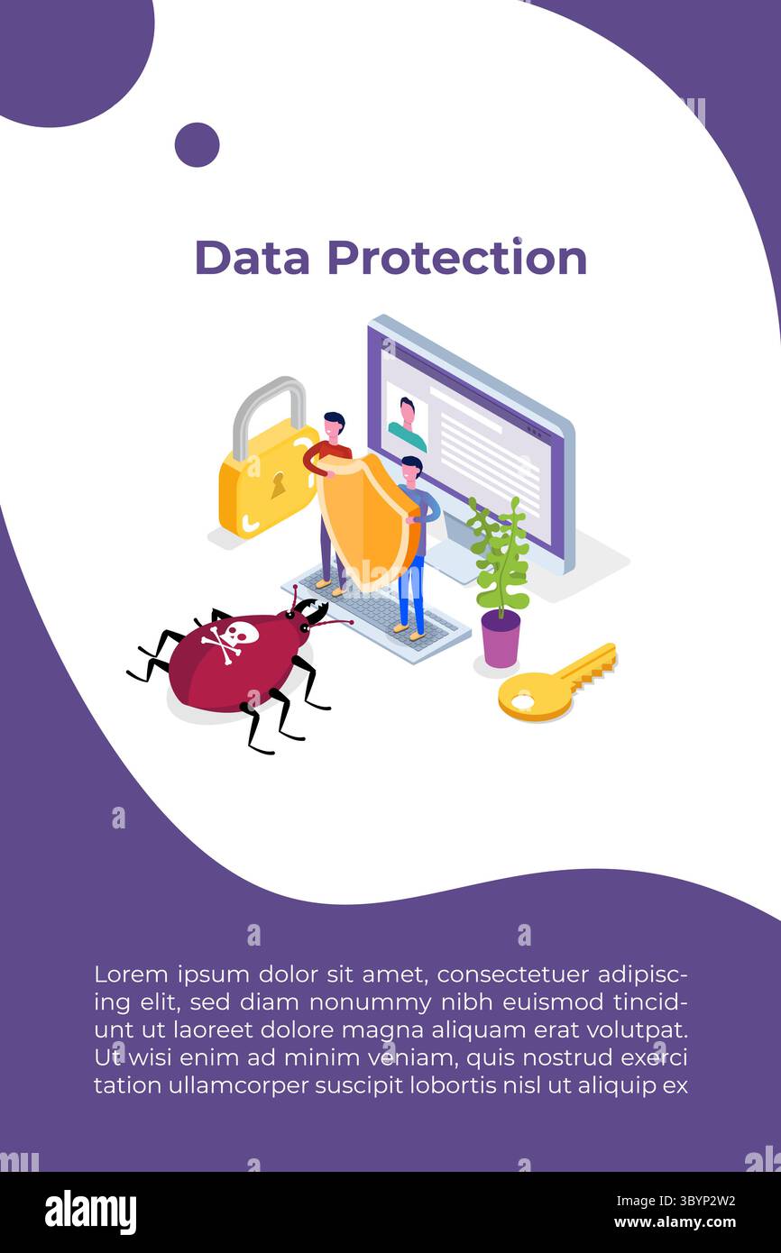 Computer virus, Data Protection isometric concept, Network data ...