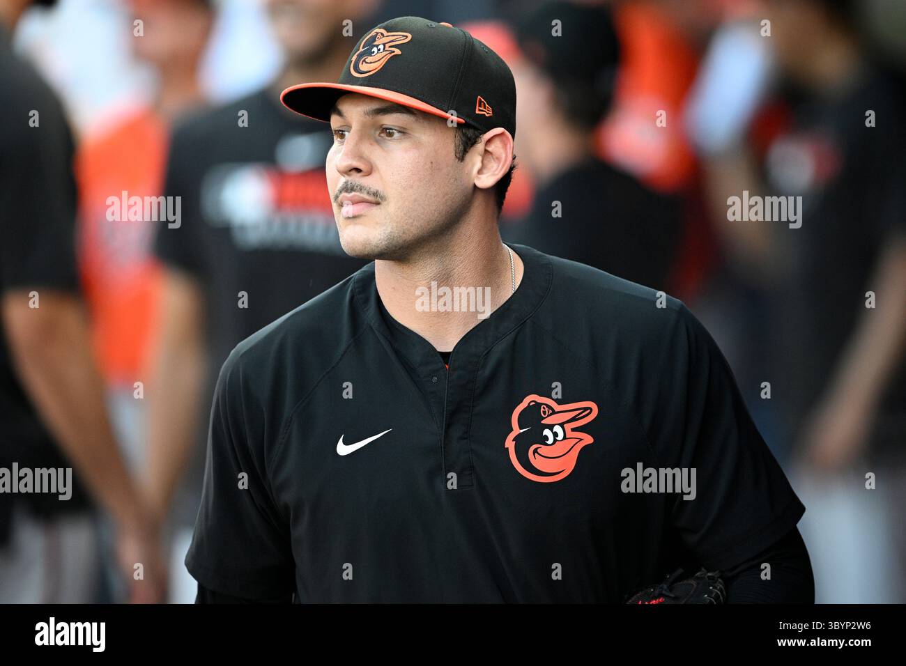 Baltimore Orioles catcher Alex Jackson walks through the dugout during ...