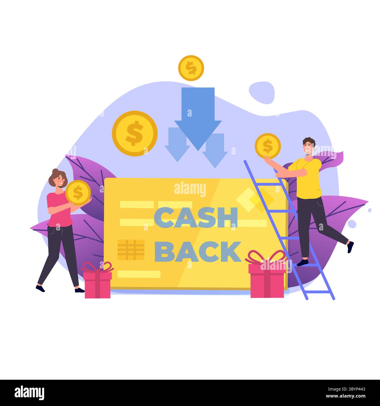 Money cash back, online banking, money growth concept. Flat vector ...