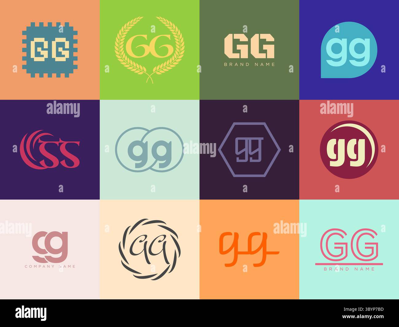 GG logo company template. Letter g and g logotype. Set different ...