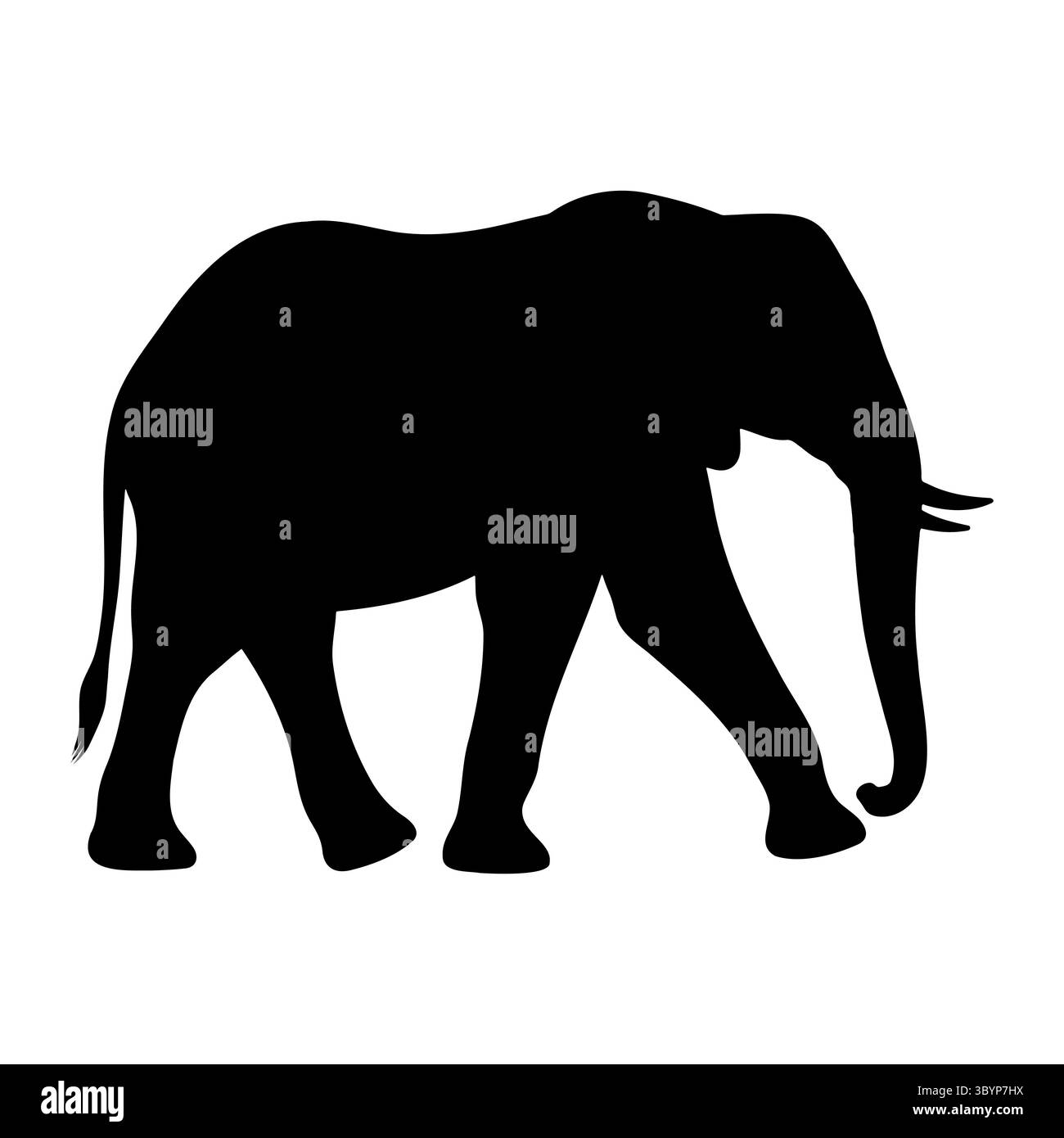 Elephant silhouette walking view 1 Stock Vector