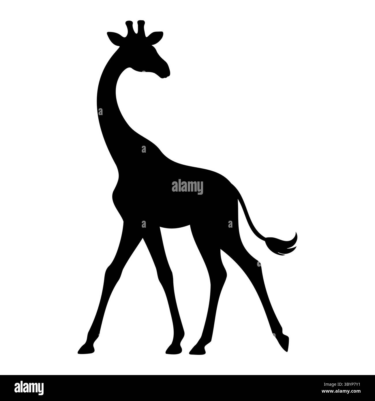 Giraffe silhouette walking ahead but looking behind Stock Vector