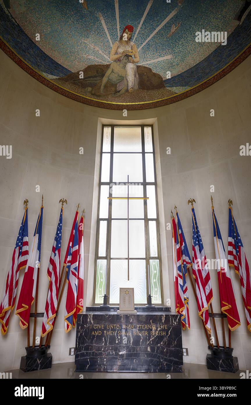 Interior, ceiling fresco, altar, flags, chapel, chapel, military ...