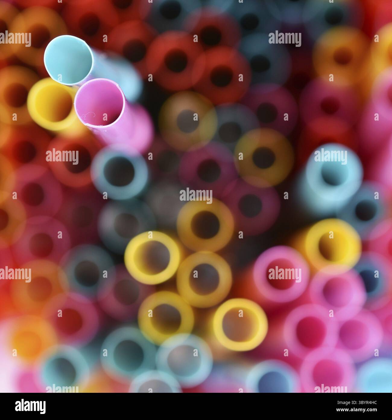 Drinking straws. Macro abstract image with beautiful multi-colored background Stock Photo