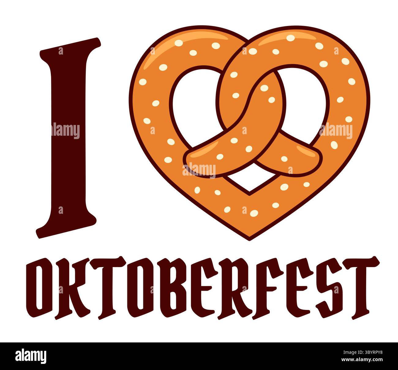 I Love Oktoberfest lettering with heart shaped pretzel. German festival ...