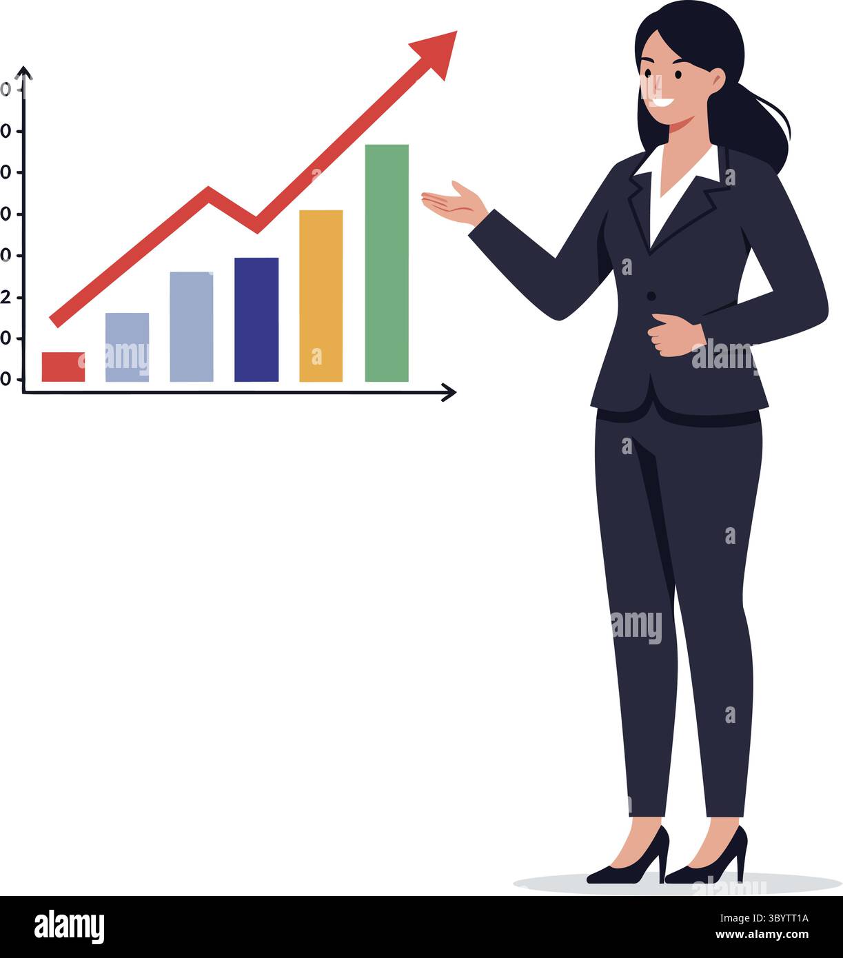 Businesswoman Presenting Growth Chart Successfully Stock Vector