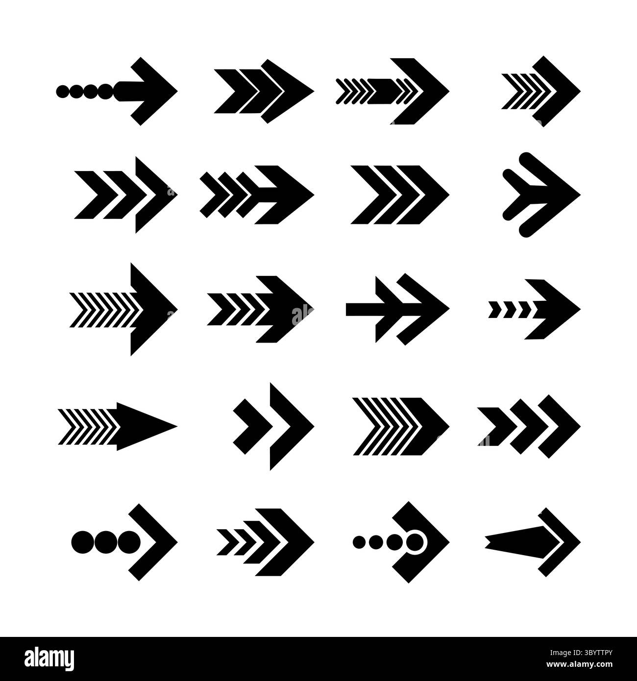 Arrow Icons Vector Set in Black Silhouette Style Stock Vector Image ...