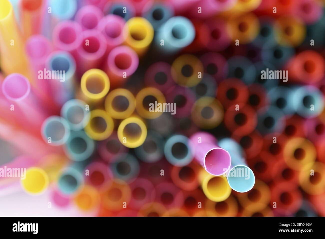 Drinking straws. Macro abstract image with beautiful multi-colored background Stock Photo