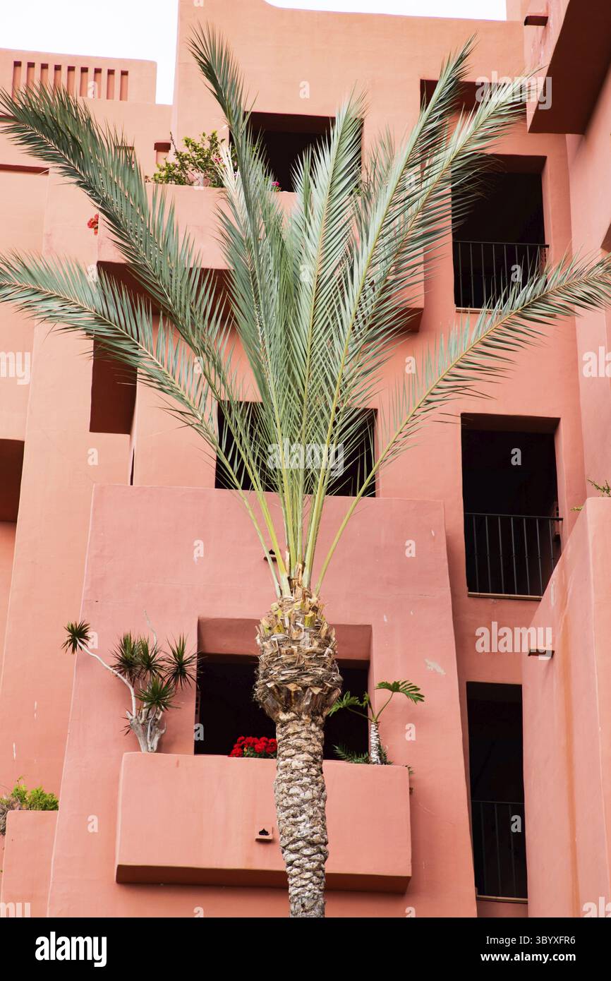 ABAMA, TENERIFE - 01 JUNE, 2022: pink buildings of the Ritz Carlton Tenerife Stock Photo