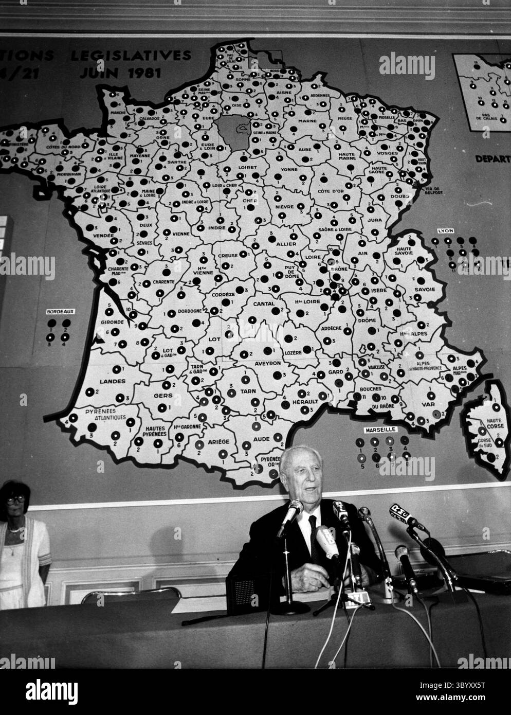 Apr 01, 1968 - London, England, United Kingdom - GASTON DEFFERRE (September 14, 1910 - May 7, 1986, Marseille) was a French socialist politician. Lawyer and member of the SFIO Socialist Party (French Section of the Workers' International), he was a member of the Brutus Network, a Resistance Socialist group during World War II. A long-standing member of the National Assembly (1945-1958, 1962-1986) and member of the Senate (1959-1962), he also served for many years as mayor of Marseille (1944-1945, 1953-1986)  (Credit Image: © Keystone Press Agency/ZUMA Press Wire) Stock Photo