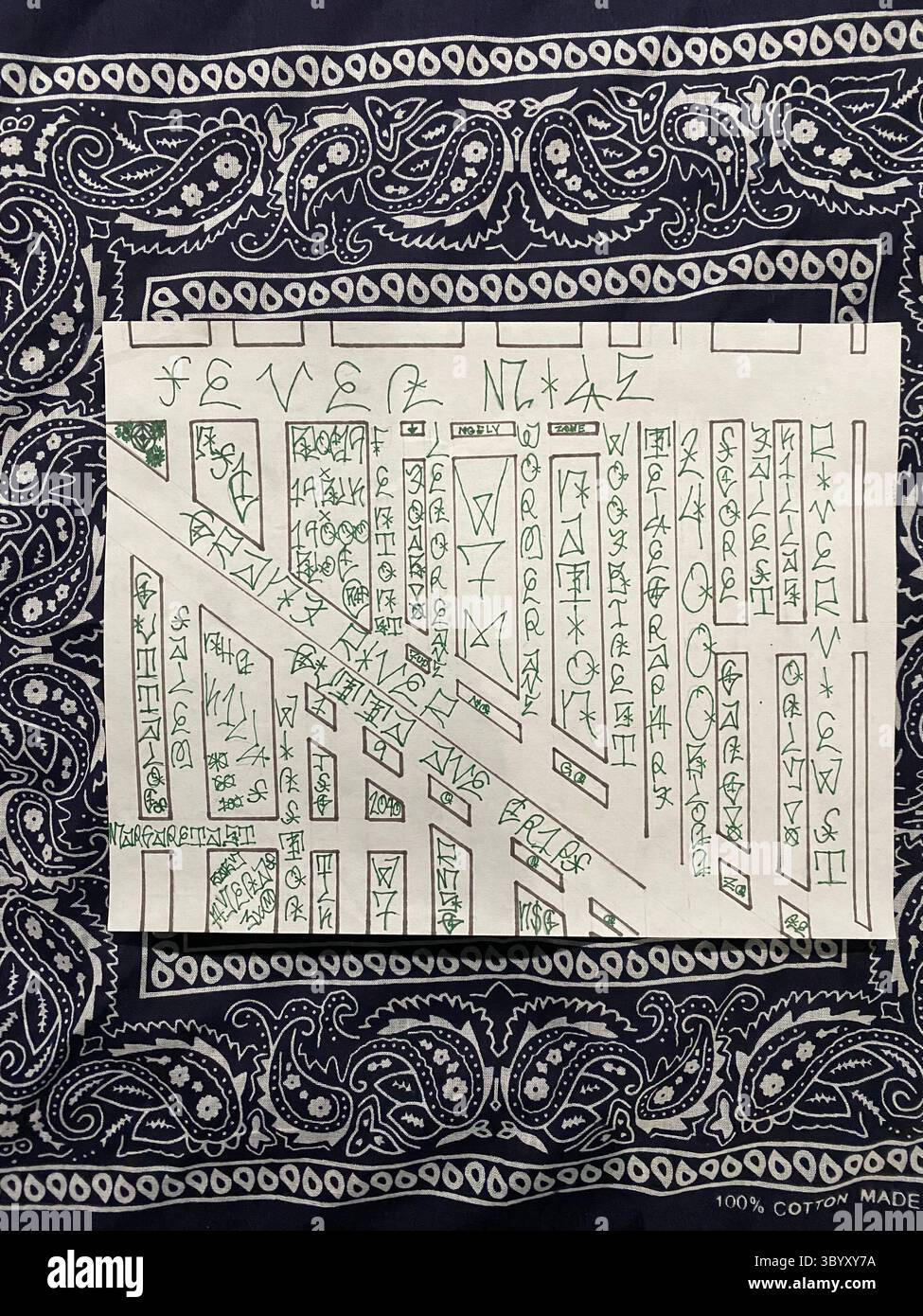 Detroit's 5PN (not aligned with the People Nation or 5X) a street alliance of multple crip cliques in the 48219 'Hyena Crips Got Control' = '83GC' - Smartphone Captured Stock Image