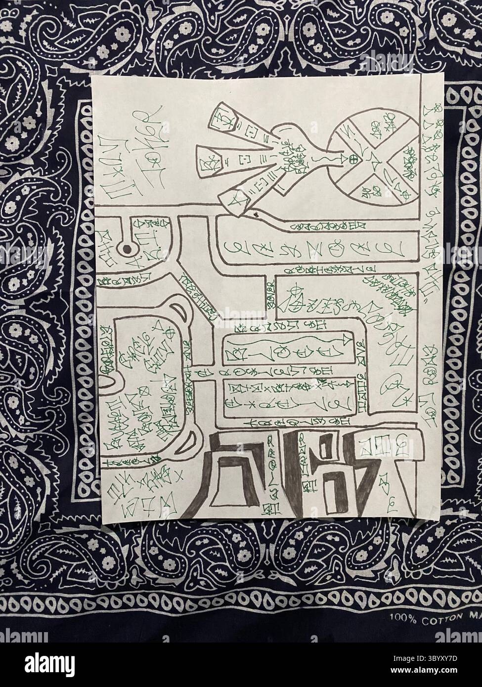 Detroit's 5PN (not aligned with the People Nation or 5X) a street alliance of multple crip cliques in the 48219 'Hyena Crips Got Control' = '83GC' - Smartphone Captured Stock Image