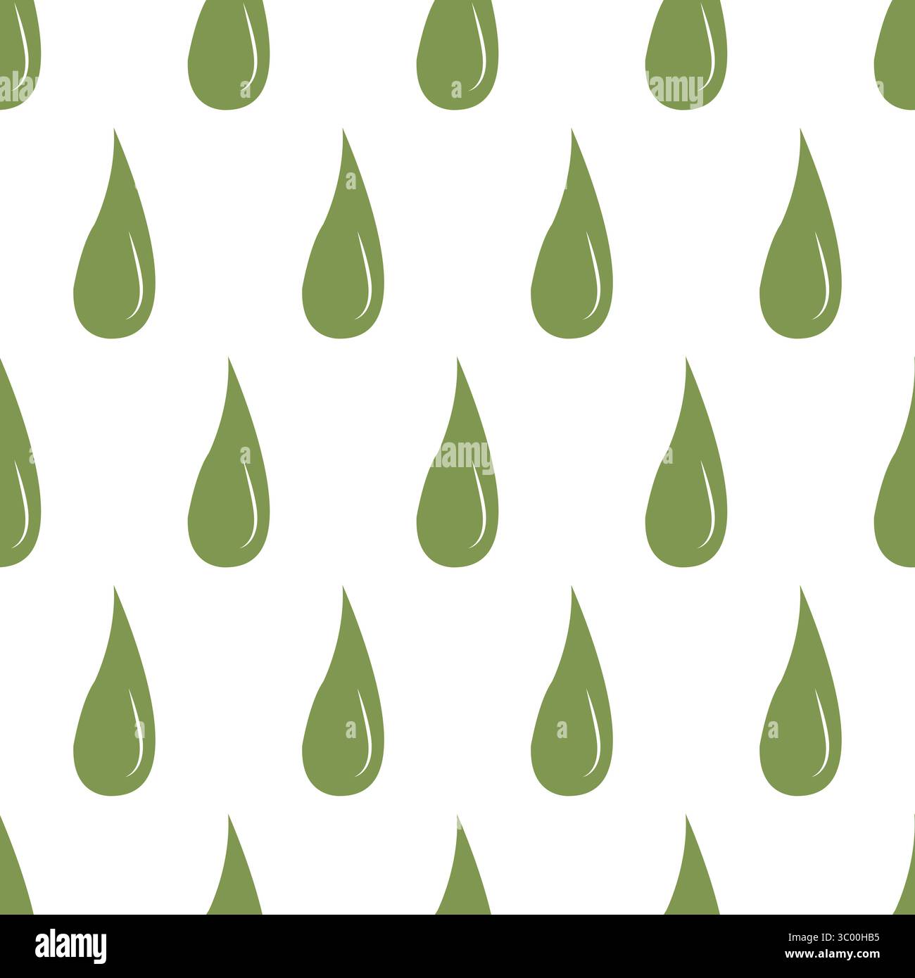 Green drops. Olive oil. Seamless pattern. Vector illustration. Stock Vector