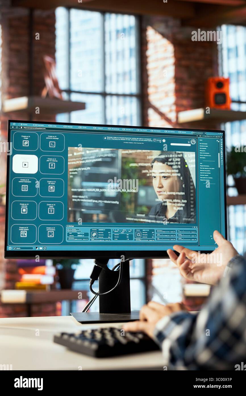 Freelancer in workspace designing UI for AI GPT application turning ...