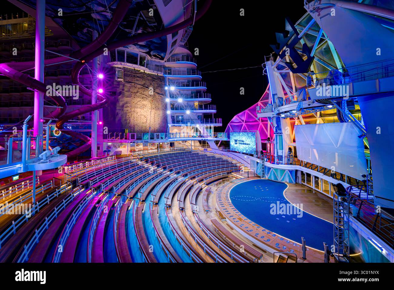 Aqua Theater, Wonder of the Seas, Royal Caribbean Cruise Ship Stock Photo