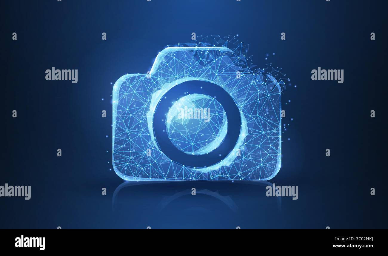 Photo camera. Abstract polygonal wireframe camera illustration Stock Vector