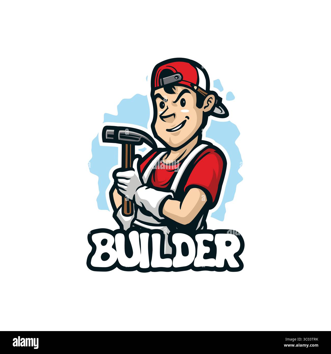 Builder mascot logo design vector with modern illustration concept ...
