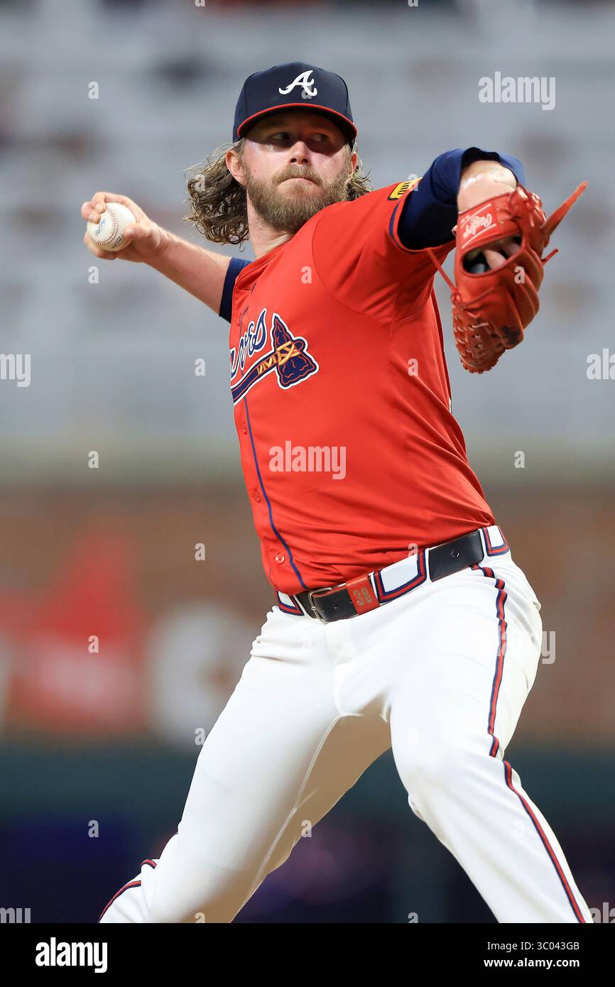 ATLANTA, GA - JULY 18: Pierce Johnson #38 of the Atlanta Braves ...