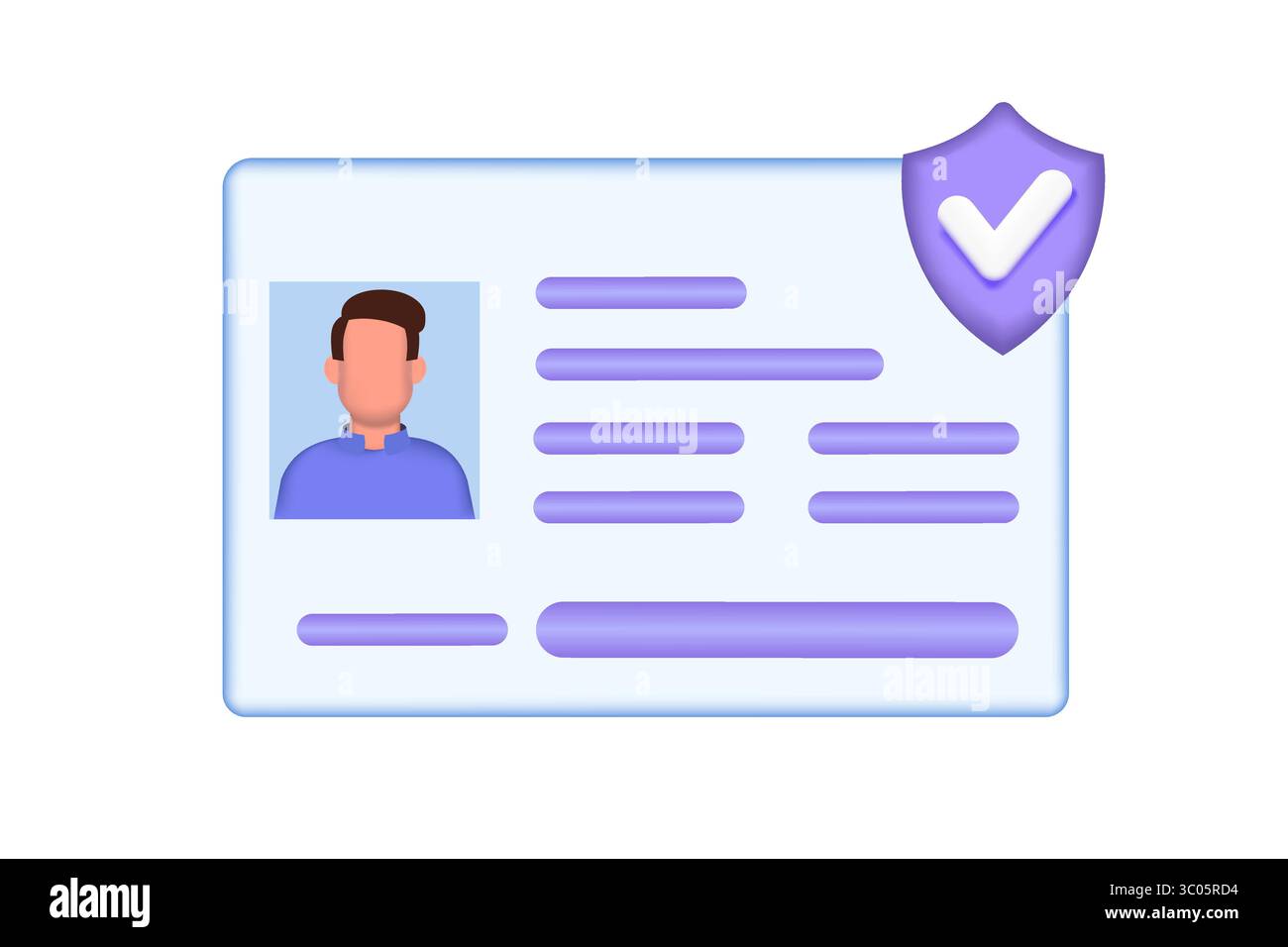 Corporate insurance concept. Document with check mark on shield. 3d ...