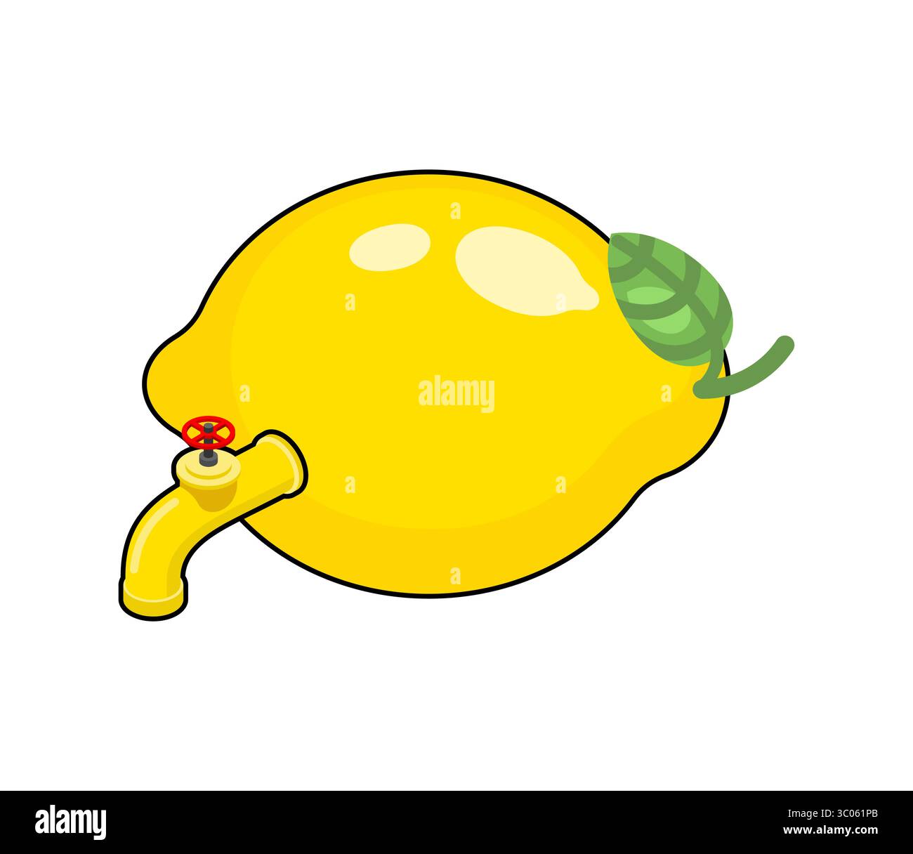 juicy lemon with a faucet, creatively depicting fresh citrus juice concept. Ideal for beverage, organic food, health drink, and juice-related design t Stock Vector