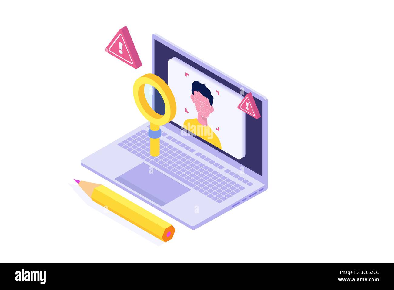 Deepfake, Deep face technology concept. Isometric Vector illustration ...